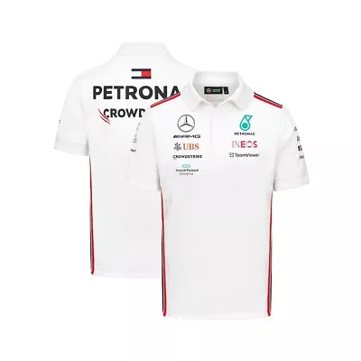 NWT Mercedes AMG Petronas F1 Team White Polo Shirt 2023 Size XL • $94