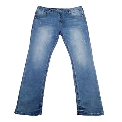 Seven 7 For All Mankind Jeans Mens 40x34 Blue Stretch Straight Fit Embroidered  • $17.99