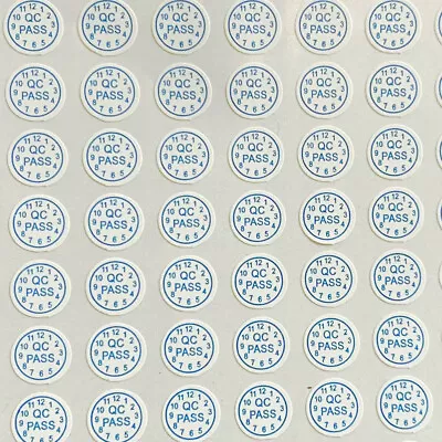 8mm Diameter Adhesive Lable Sticker QC PASSED Stickers Blue Font 2000pcs • $9.49