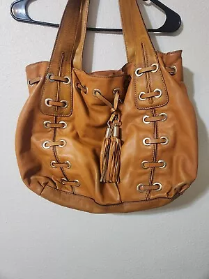 Michael Kors Astor Grommet Large Shoulder Tote Handbag Brown Tassel & Lace • $53.99