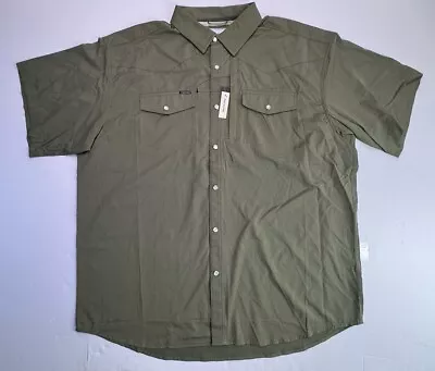 Poncho Shirt Pearl Snap Olive Green Vented Mens XL Regular Fit Short Sleeve • $49.95