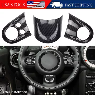 Car Interior Steering Wheel Cover Trim For MINI Cooper R55 R56 -R61 Carbon Fiber • $29.98