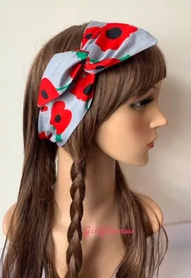 £3.99 • Buy Poppy Headband Hairband Hair Tie Band Bow Remembrance Day Brooch Necklace Scarf