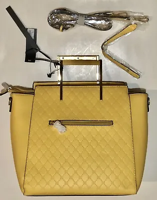 New LA TERRE FASHION Yellow Handbag Purse Shoulder-bag 12”x12”x5” • $18.50