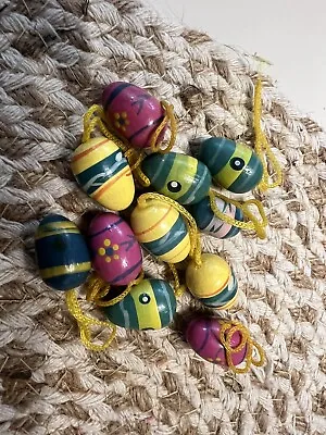 Miniature Wood Easter Eggs For Bunny Christmas Tree Ornaments (11) • $12