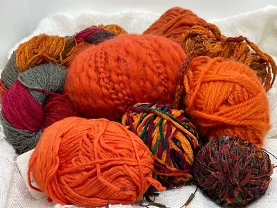 DESTASH! Lot Of Designer Yarn Oranges Reds Browns Wool Cashmere • $25