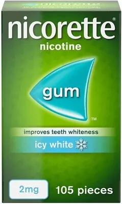 2 Boxes Of Nicorette Icy White Flavour Gum 2 Mg 105 Pieces EXP: 2026 • £23.99