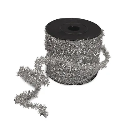 Silver Metallic Tinsel Wired Cord - 1/2  X 10 Yards Wreath Christmas Ribbon • $9.95