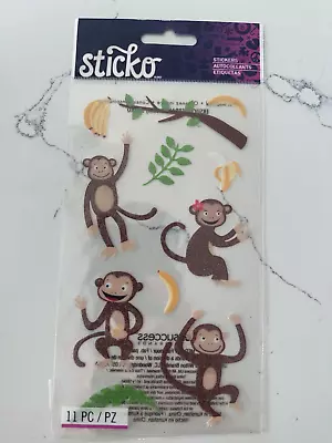 Sticko Autocollant 11 PC Happy Dancing Monkey Bananas Trees Scrapbooking Crafts • $4.49