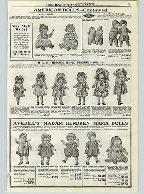 1922 PAPER AD Averill Madam Hendren Mama Dolls K&K Nelke Soft Doll Acme Kewpie • $14.99