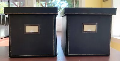 Case Logic -Collapsible Media Storage Boxes-Black Faux Leather-Set Of 2 • $40