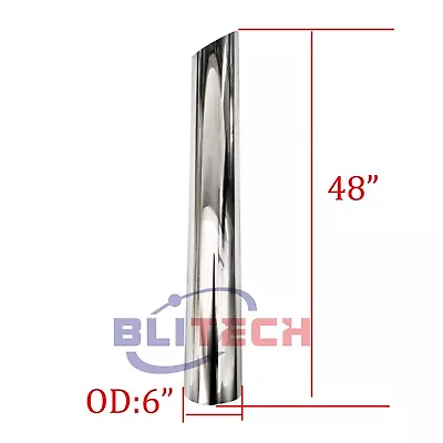 6 Inch 6  OD X 48  48 Inch Mitre Cut Chrome Stack Pipe Exhaust Tube Semi Truck • $148.90