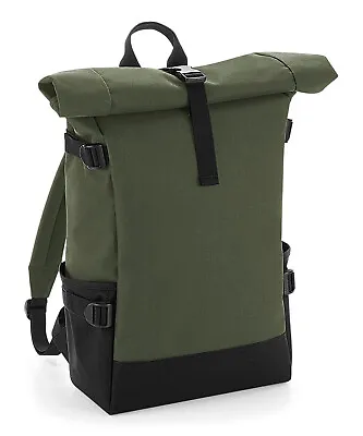BagBase Backpack Bag Block Roll Top Laptop Rucksack Padded Pockets Straps Large • £15.99
