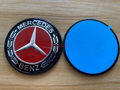 Black RED Hood Flat Badge Emblem (Paste) For Mercedes Benz A C E S ML CLS Class • $25.99