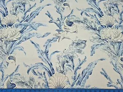 P Kaufmann TARRAMAR MEDITERRANEAN Cotton Blue Reef Drapery Uph Fabric • $14.99