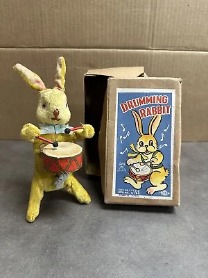 Vintage Japan Alps MECHANICAL Wind Up Drumming Bunny W/ Box Hard To Find 1950’s • $75