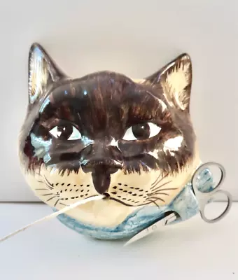 Babbacombe Pottery     String Dispenser  Cat   Siamese  With Blue Bow • £29.50