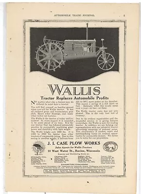 1919 J.I. Case Plow Works Ad: Wallis Tractors With Distributor List - Racine WI • $17.76