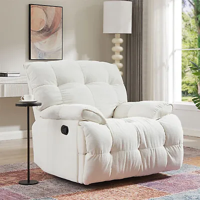 Oversize Swivel Manual Recliner Sofa Chair Fabric Upholstered Home Theater Chair • $602