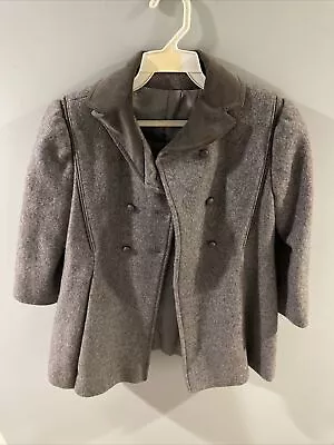 Vintage Gray Rothschild Wool Winter Coat Hat Girls Size 6 Lined Jacket • $39