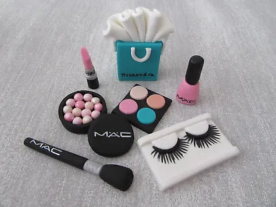 Edible Handmade MAC Make Up & Bag Cake Topper Sugar Decoration (Rose Pink &Aqua) • £21.99