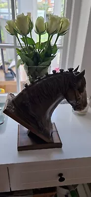 Large Horse Head Bronze Shire Statue Ornament Art Deco • £50