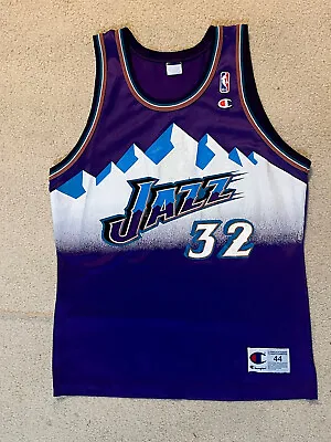 $150 • Buy Vintage Champion Utah Jazz Karl Malone Purple NBA Basketball Jersey 44 Large