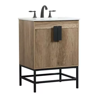 Elegant Decor Eugene 24  Aluminum MDF Single Bathroom Vanity In Natural Oak • $640