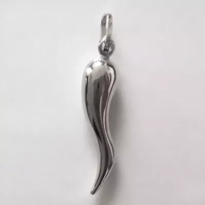 9ct White Gold Horn Of Plenty Corni Chilli Pendant Italy LARGE 3cm & Width 7mm • £141.95