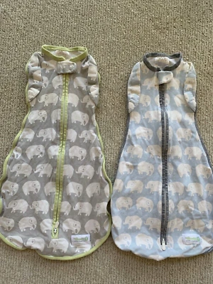 $12.99 • Buy Woombie Convertible  Sleep Sack X2  Blue Elephant/ Gray Elephant 0-3M   5-13 Lbs