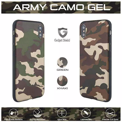 Gadget Shield Army Camouflage Soft TPU Rubber Back Case For Apple Mobile Phones • £2.70