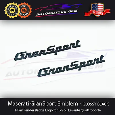 Maserati GranSport Emblem Gloss Black Fender Letter Badge Logo OEM Quattroporte • $54.99