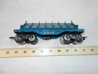 Marx 5594 Erie Blue Log Dump Flatcar White Lettering O Gauge 8 Wheel G Truck TAP • $15