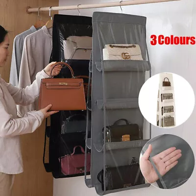 8 Pocket Double-sided Bag Handbag Storage Holder Hanging Organizer Shelf  AU • $12.84