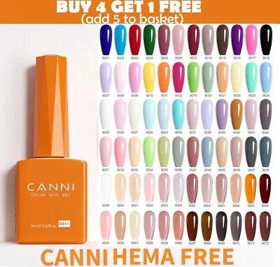 CANNI® 9ml Hema Free Nail Gel Polish Soak Off LED Colours Base Top Coat Varnish • £3.99
