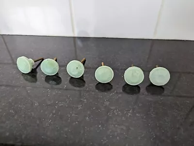Vintage Small Jadeite Green Drawer Knobs Pulls Set Of 6  Glass Pre-owned • $18