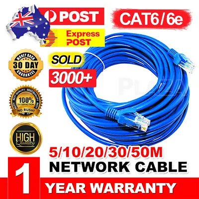 $6.95 • Buy 5m 10m 20m 30m 50m Cat6 Ethernet LAN Network Cable 100M/1000Mbps High Quality