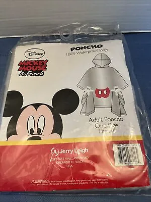 New Disney Mickey Mouse 100% Waterproof Adult Poncho Jerry Leigh One Size All • $14.40