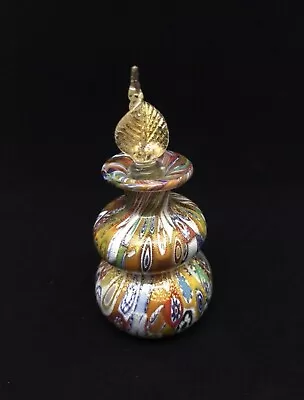 Vintage Murano Italy Hand-Blown Art Glass Millefiori & Gold Leaf Perfume Bottle • $150