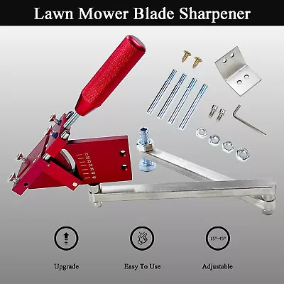 Red Lawn Mower Blade Sharpener 15°-45° Adjustable For Blades Grinding 5-7cm • $39.90