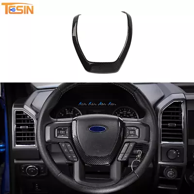Carbon Fiber Steering Wheel Cover Trim Frame For Ford F150 2015-2020 Accessories • $14.82