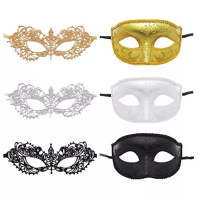 Masquerade Masks For Couple Couple Venetian Woman Lace And Men PP Masques • $9.20