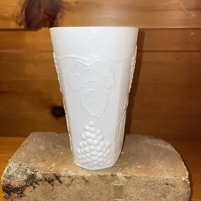 Vintage Indiana Milk Glass Harvest Pattern (Grape Vine) Tumbler 5.75 Inches Tall • $6