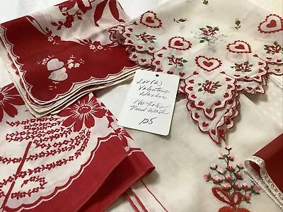 LOT-125🌟Vintage Lot (6) VALENTINE Emb & Print Hankies NO HOLES-Need Wash Bridal • $12.95