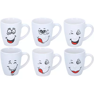 6Pcs Smiley Face Tea Coffee Mug Soup Cup Smile Faces Birthday Present Gift Idea  • £11.95