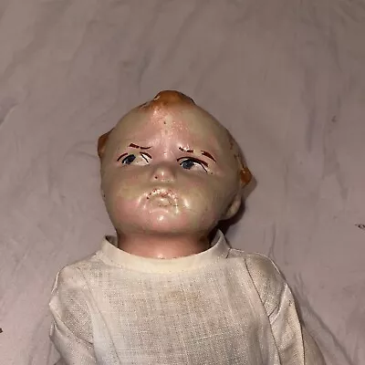 Antique ORIGINAL 1913 Baby Grumpy Doll Composition Cloth Effanbee VERY RARE 12 I • $19.99