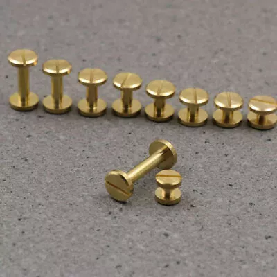 £8.71 • Buy 4-20mm Flat Belt Screw Leather Craft Chicago Nail Brass Solid Rivets Stud Head
