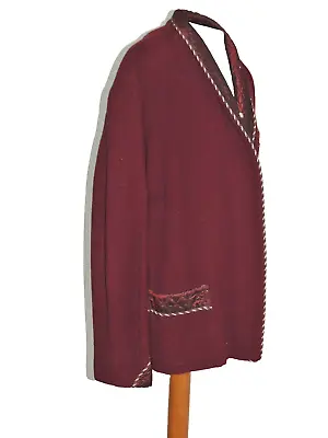 Edwardian Man's Burgundy Wool / Silk Smoking Jacket MED - LG Sz 48 • $45