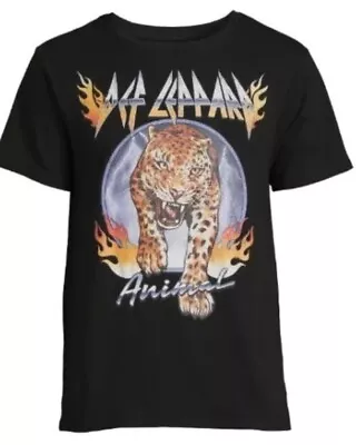 NWT Def Leppard Band Animal Men’s Size M Black Cotton Leopard Graphic SS T-Shirt • $18.99