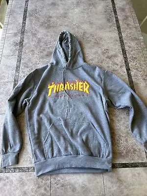 Thrasher Magazine Sweater Mens Size M Gray Thrashed Skate Hoodie Sweatshirt • $25